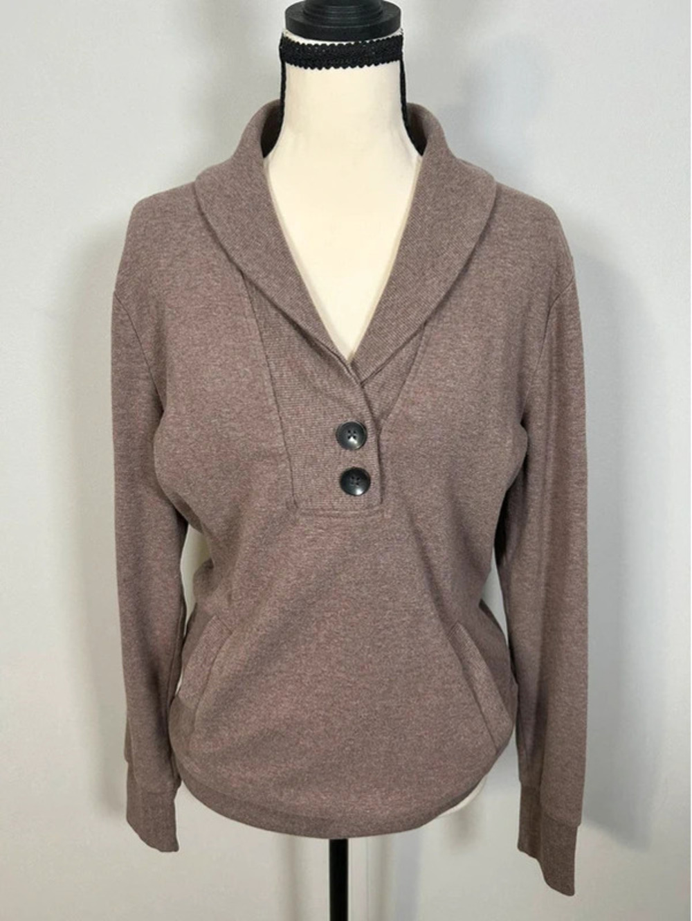 Banana Republic Women’s M Brown Taupe Shawl Collar Button Front Sweater Pullover